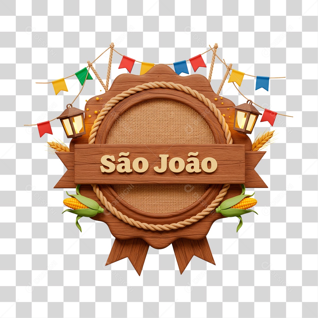 Selo 3D São João Para Composição PNG Transparente