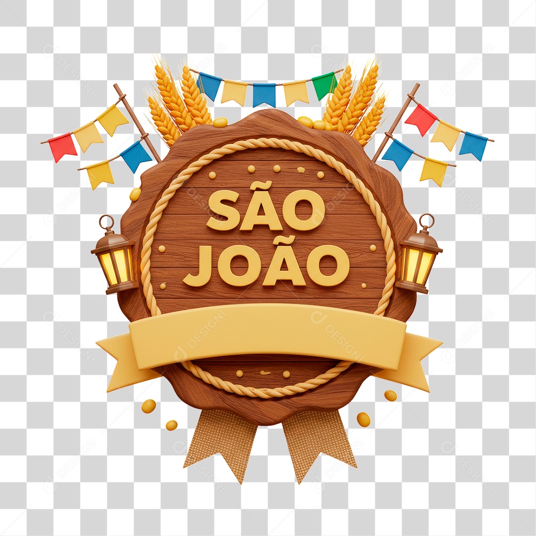 Selo 3D São João Para Composição PNG Transparente