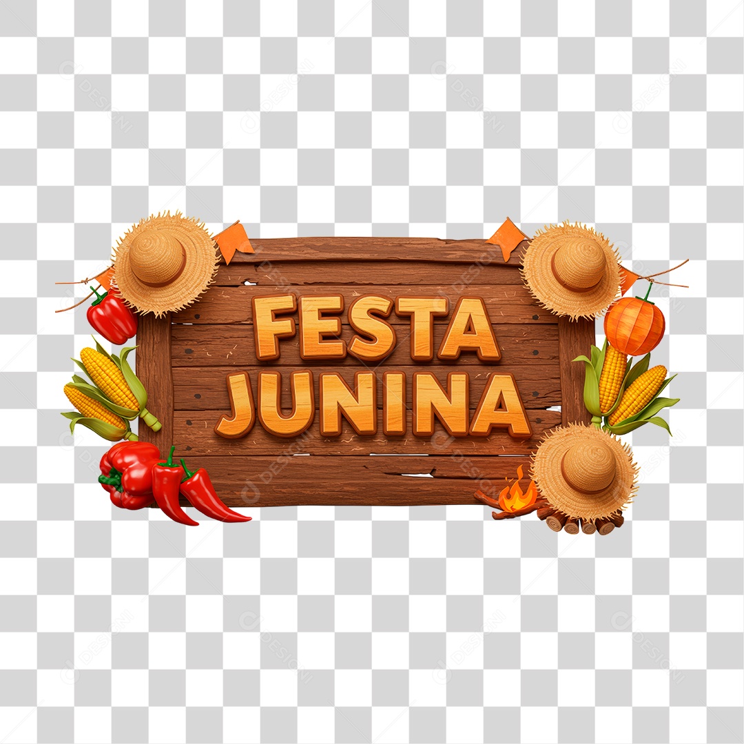 Selo 3D Festa Junina PNG Transparente