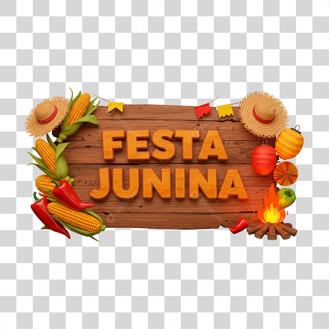 Selo 3D Festa Junina PNG Transparente