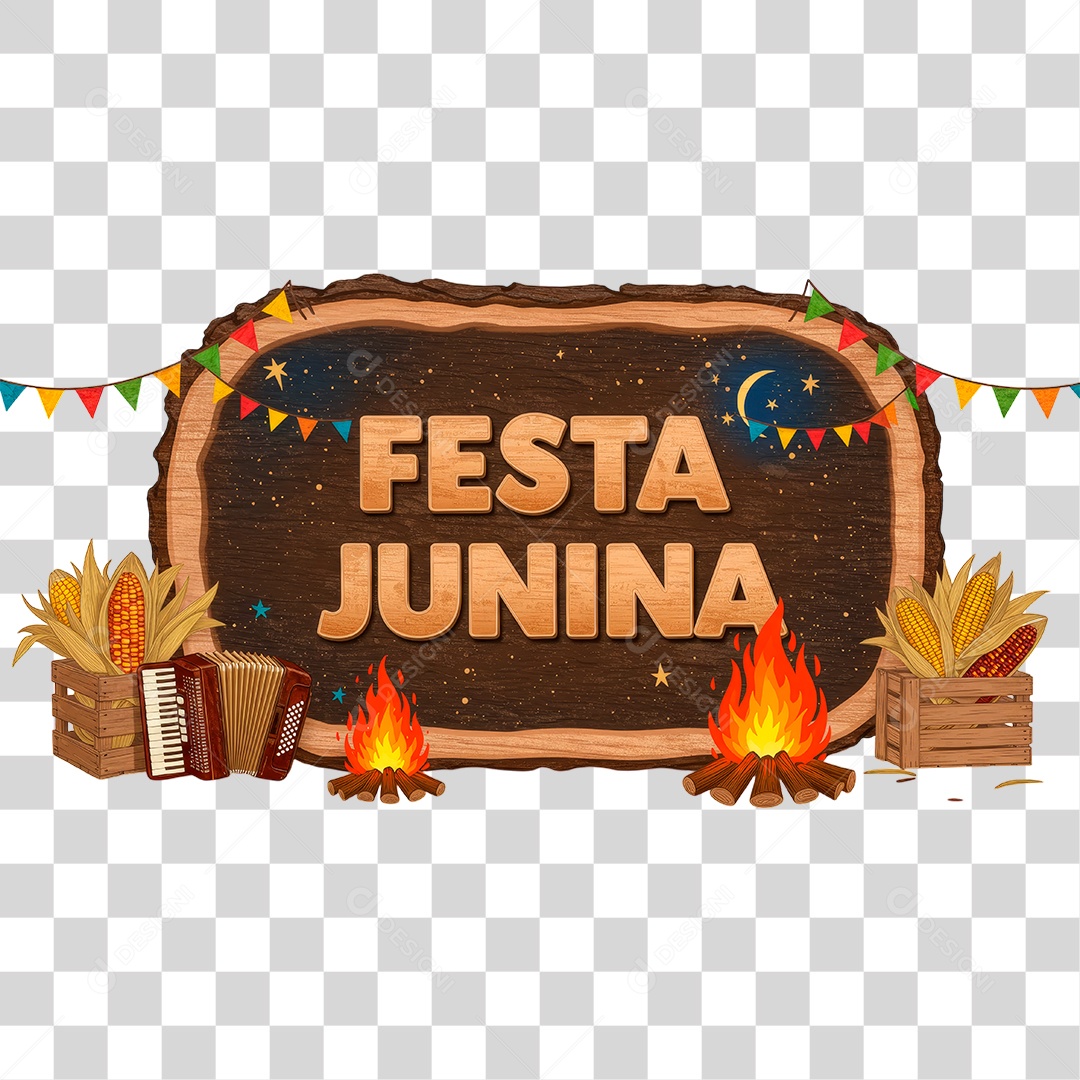 Selo 3D Festa Junina PNG Transparente