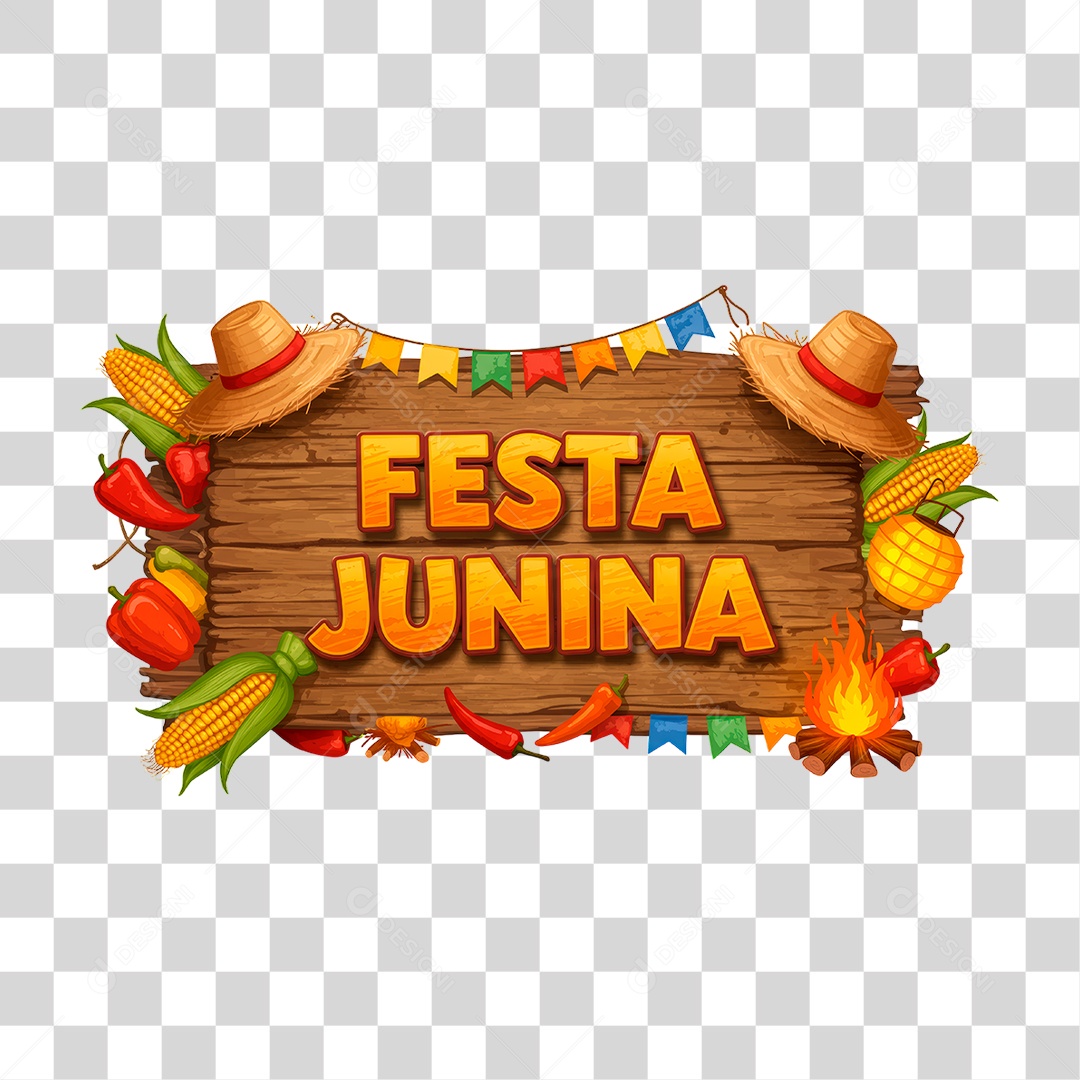 Selo 3D Festa Junina PNG Transparente