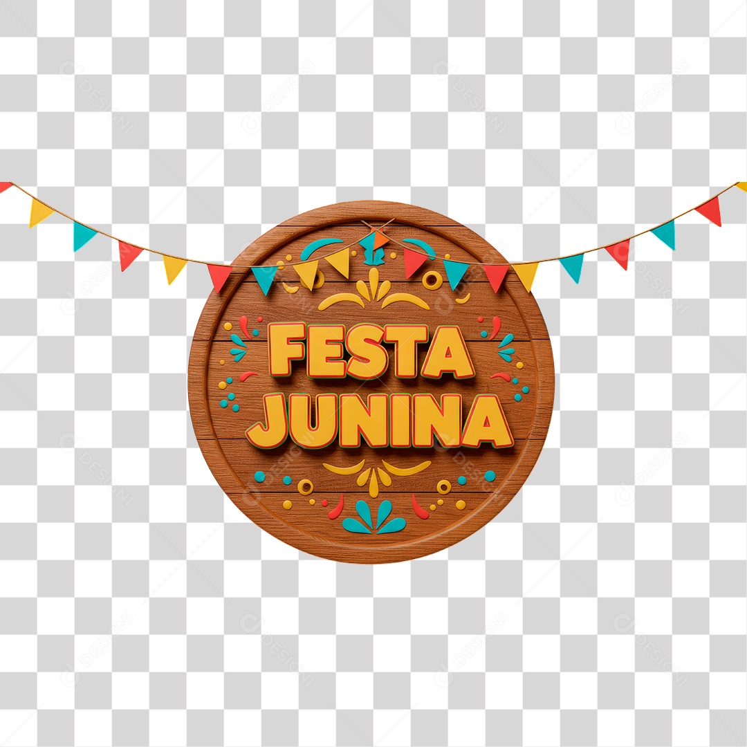 Selo 3D Festa Junina PNG Transparente