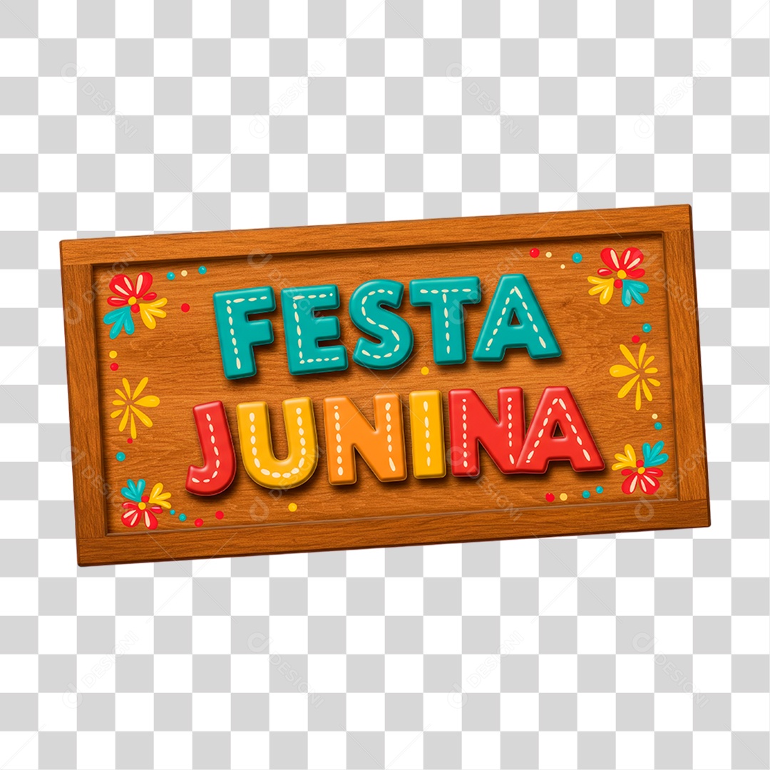 Selo 3D Festa Junina PNG Transparente