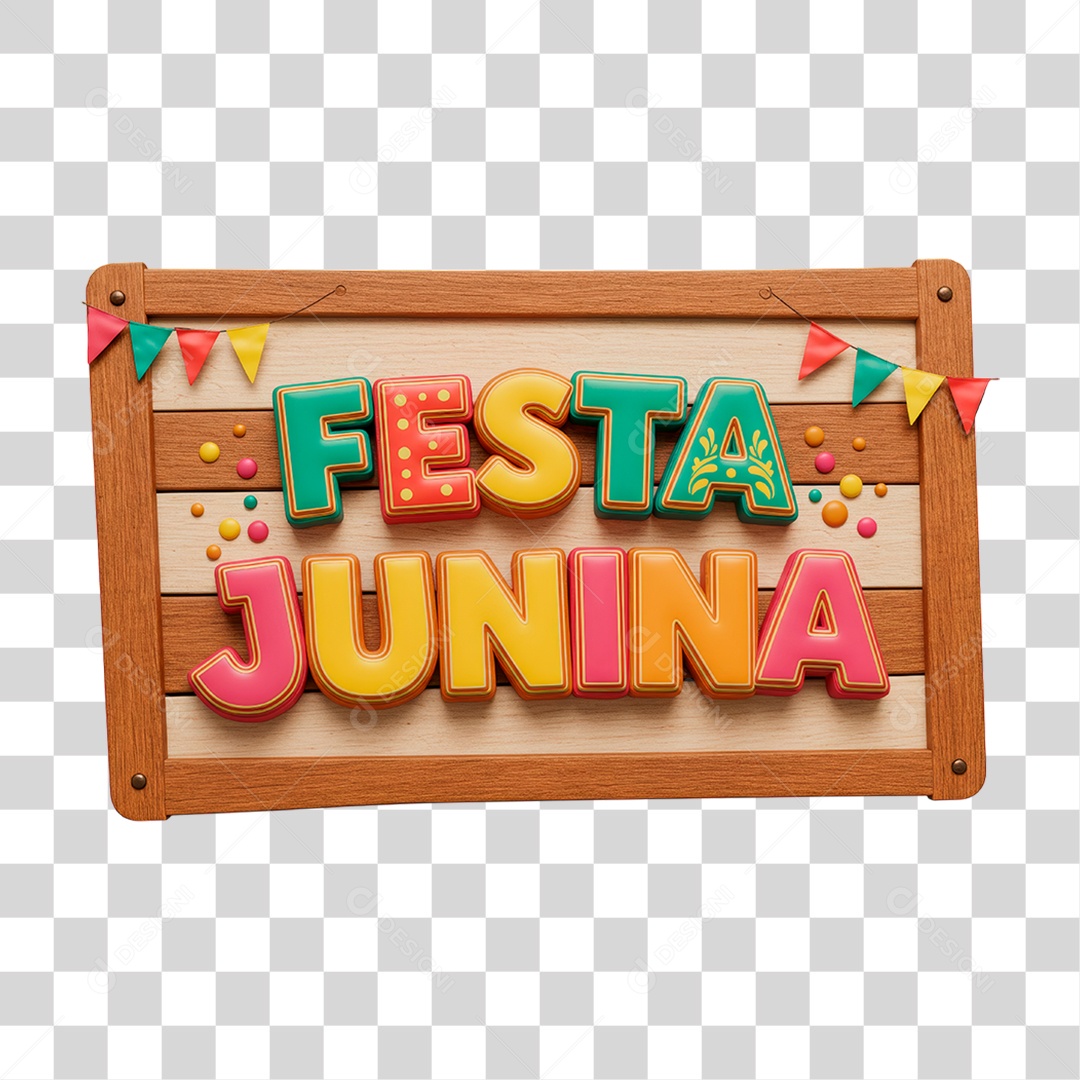 Selo 3D Festa Junina PNG Transparente