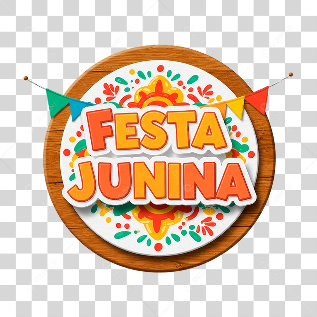 Selo 3D Festa Junina PNG Transparente