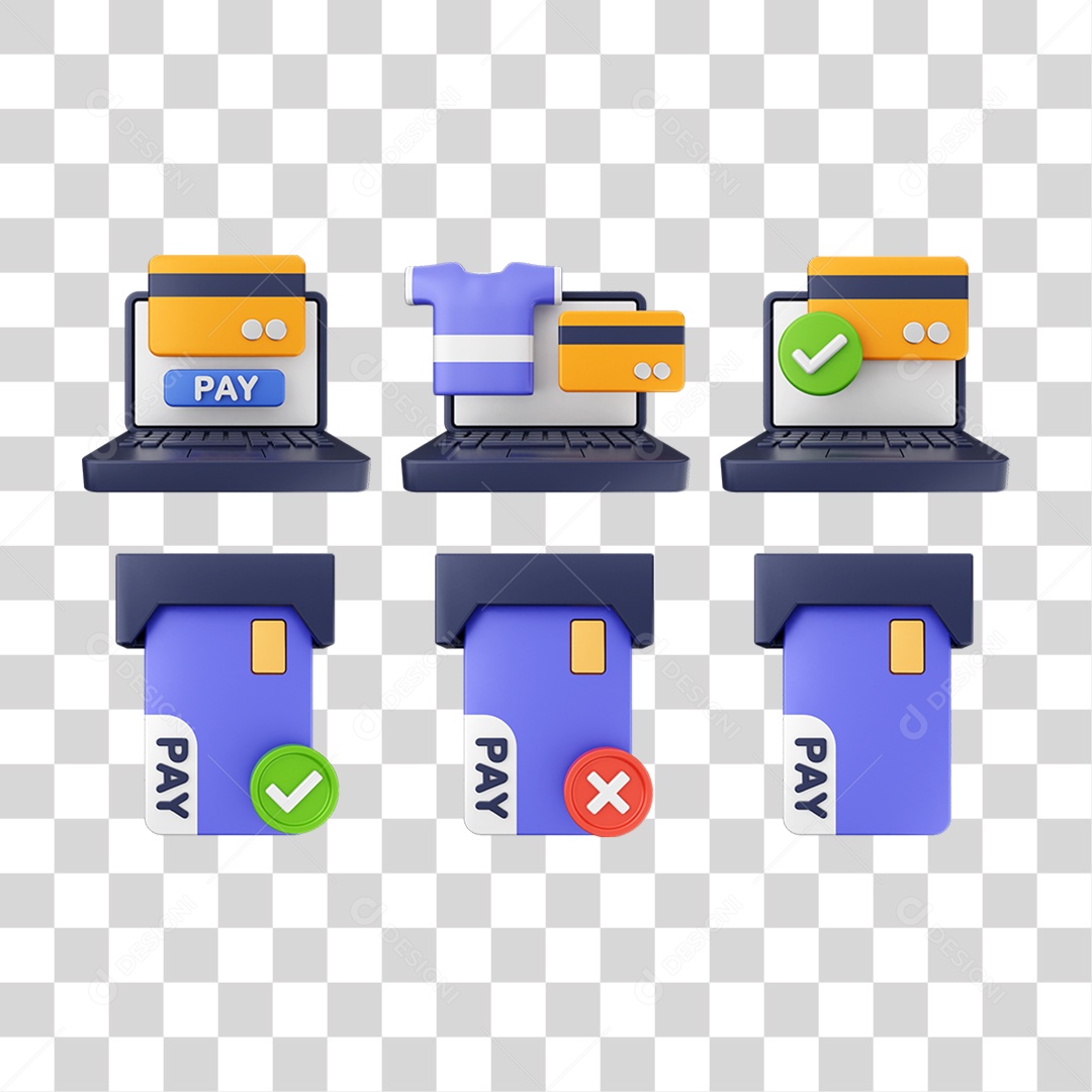 Elemento 3D Ícones Computador Compras Online PNG Transparente