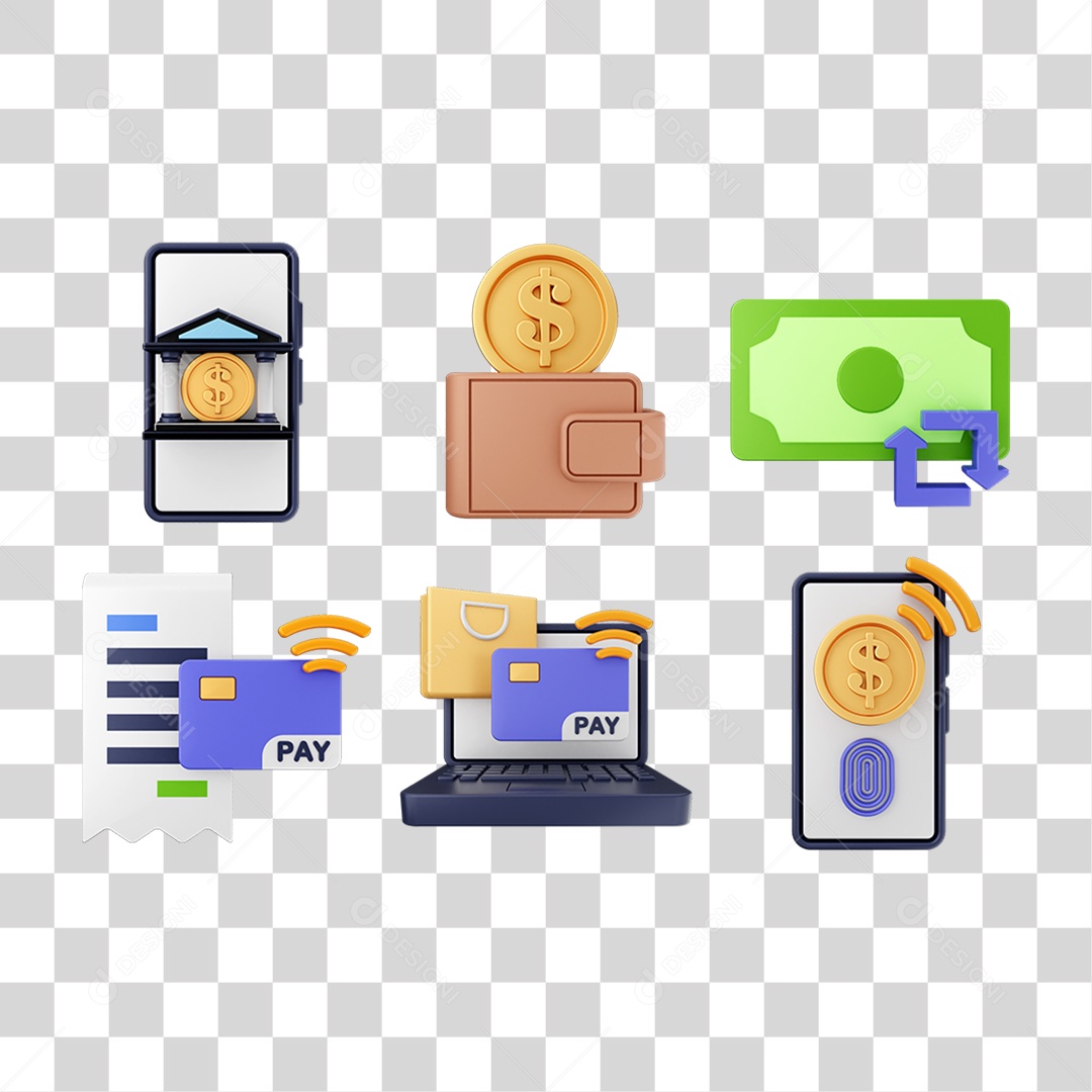 Elemento 3D Ícones Computador Compras Online PNG Transparente