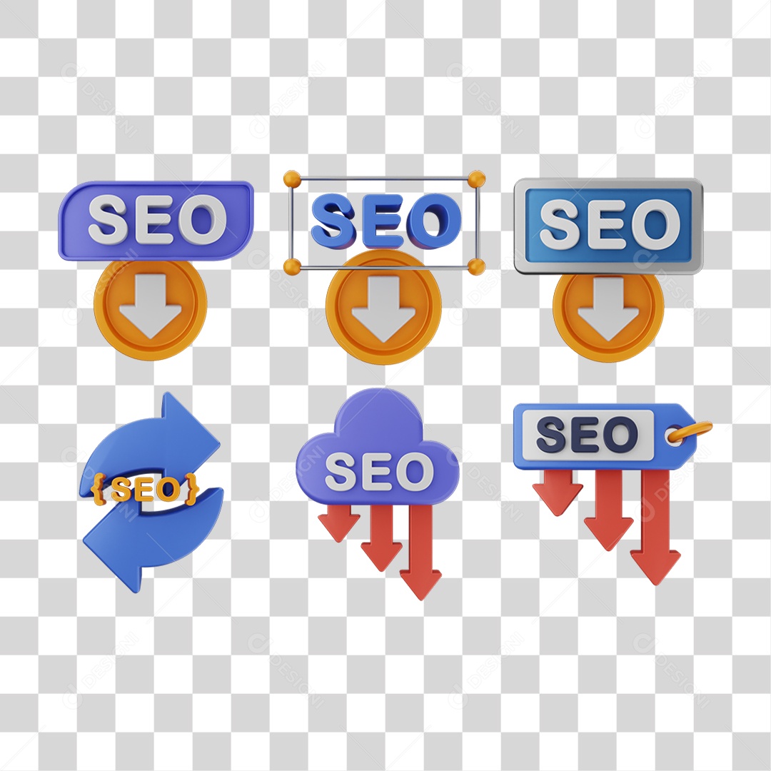 Elemento 3D Ícones Gráficos Seo Informação PNG Transparente