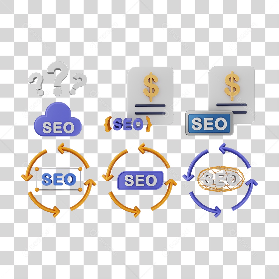 Elemento 3D Ícones Gráficos Seo Informação PNG Transparente