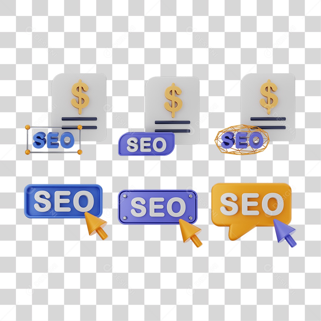 Elemento 3D Ícones Gráficos Seo Informação PNG Transparente