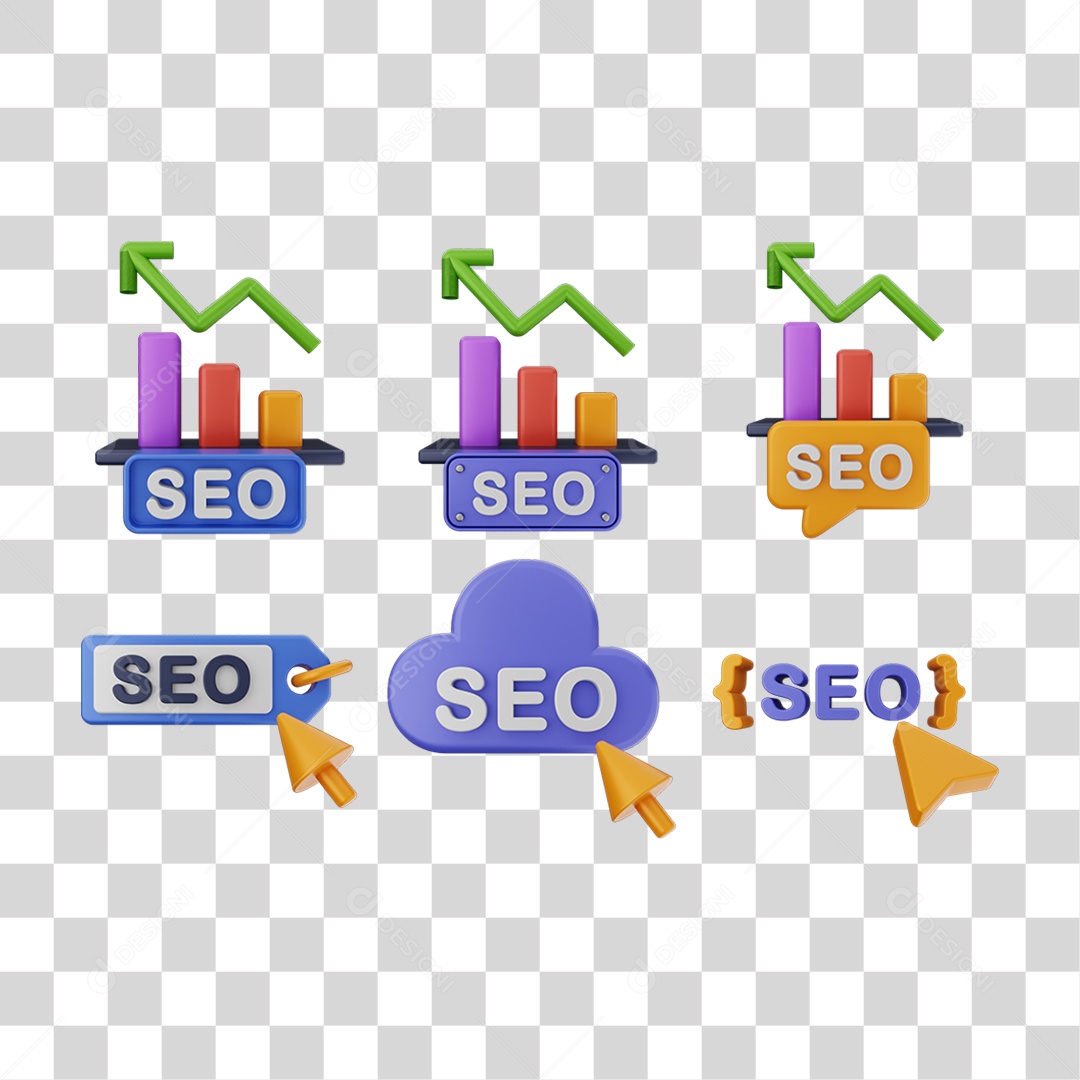 Elemento 3D Ícones Gráficos Seo Informação PNG Transparente