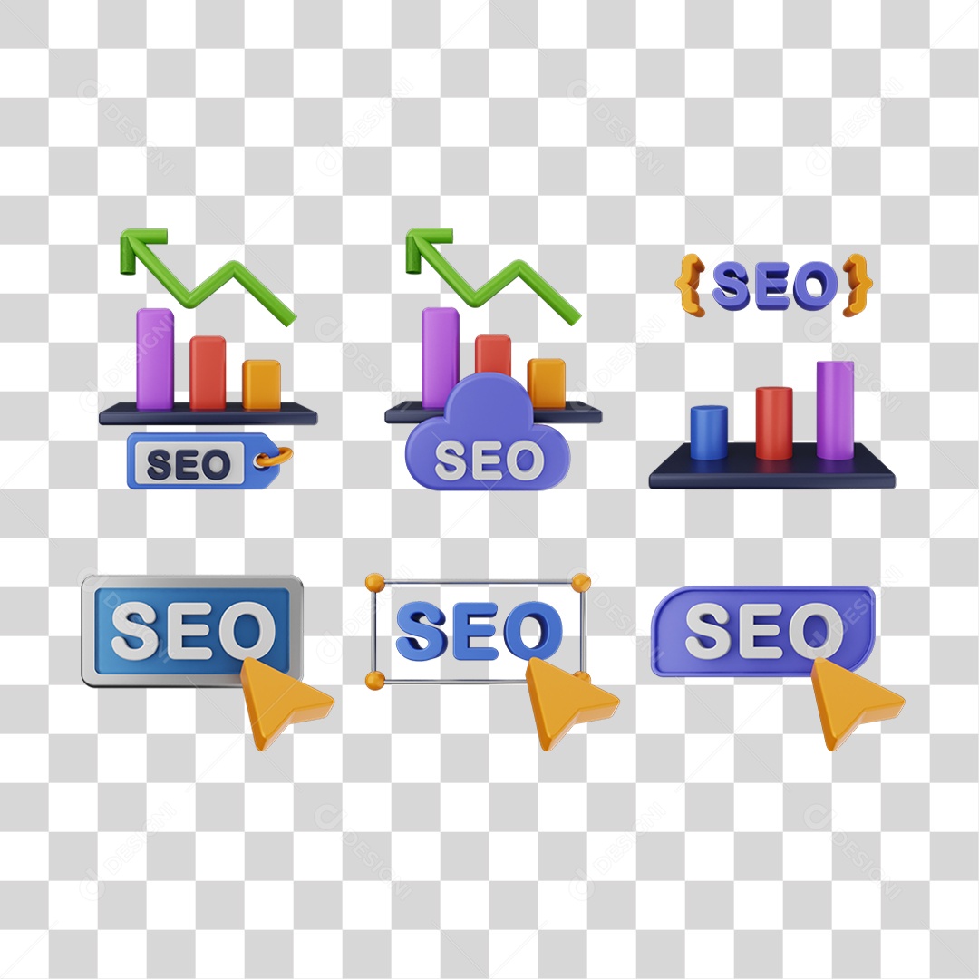 Elemento 3D Ícones Gráficos Seo Informação PNG Transparente
