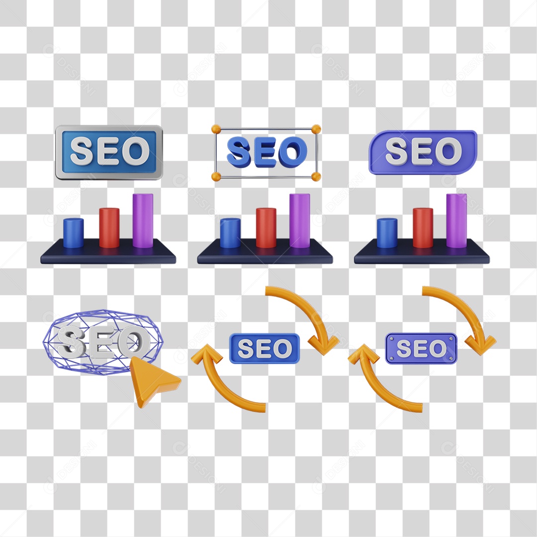 Elemento 3D Ícones Gráficos Seo Informação PNG Transparente