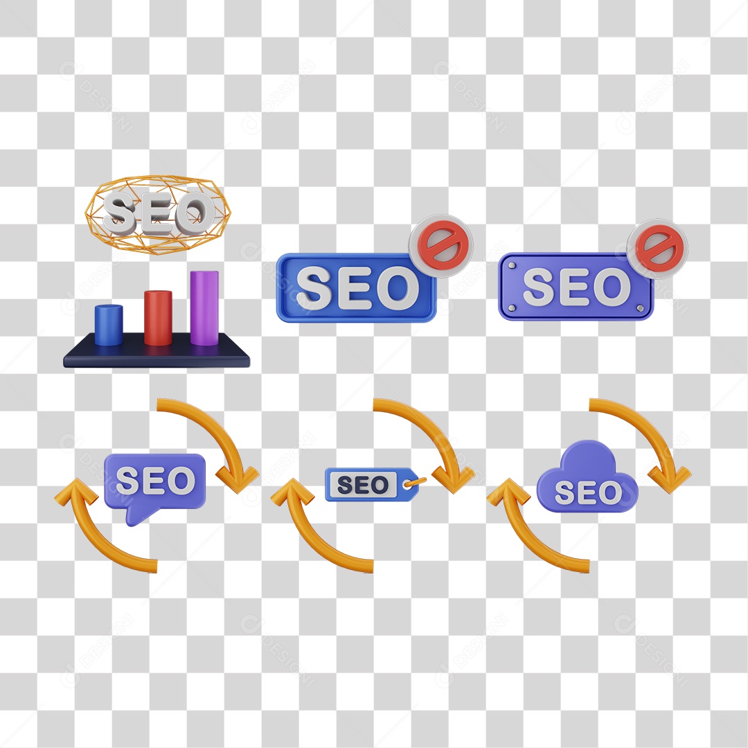 Elemento 3D Ícones Gráficos Seo Informação PNG Transparente