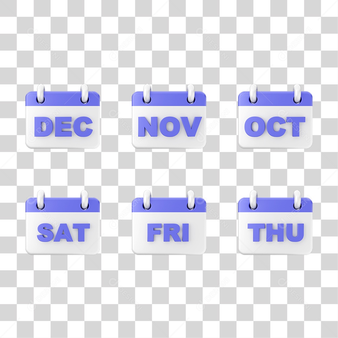 Ícone 3D Calendário Datas Símbolos PNG Transparente