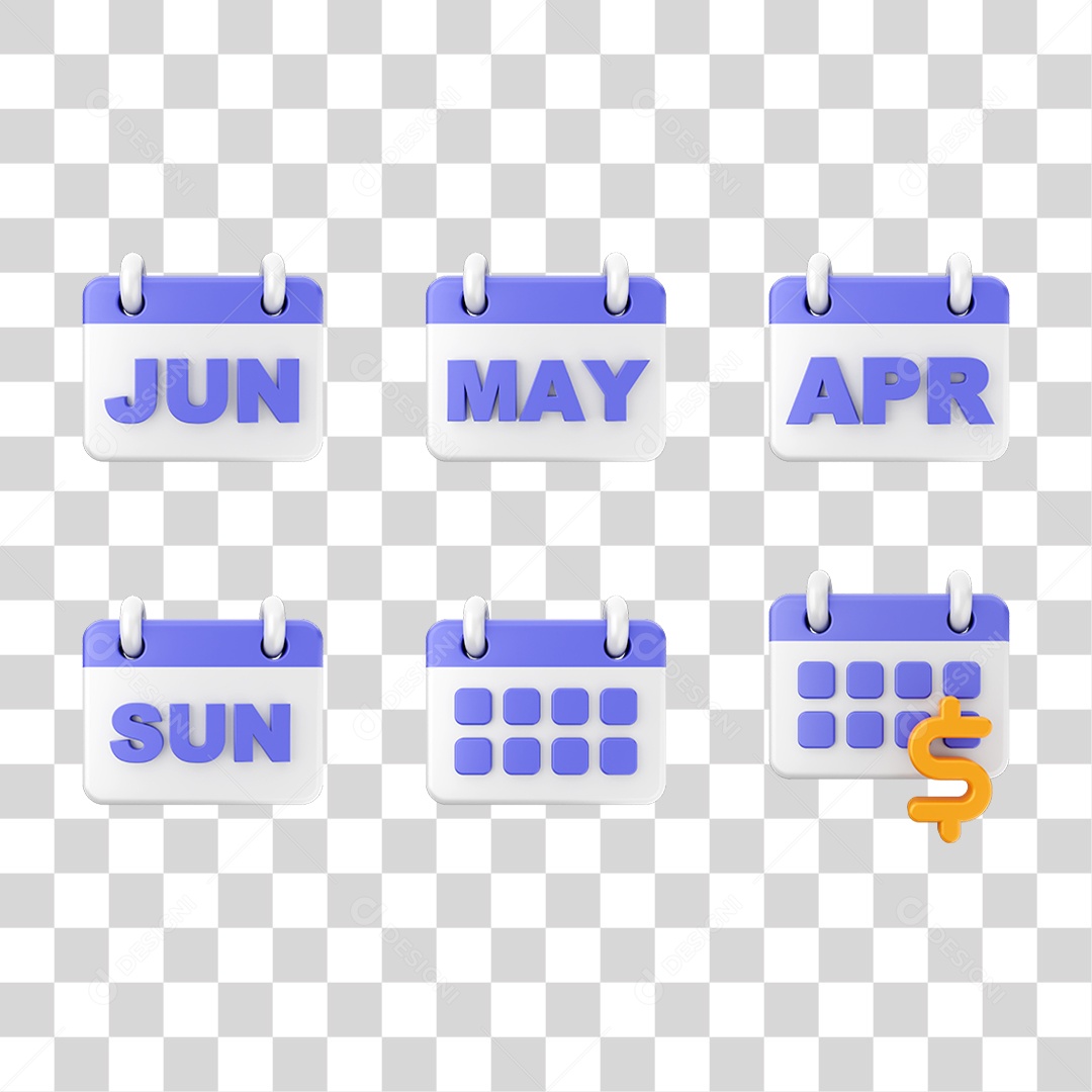 Ícone 3D Calendário Datas Símbolos PNG Transparente