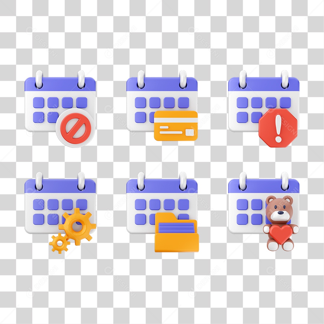 Ícone 3D Calendário Datas Símbolos PNG Transparente