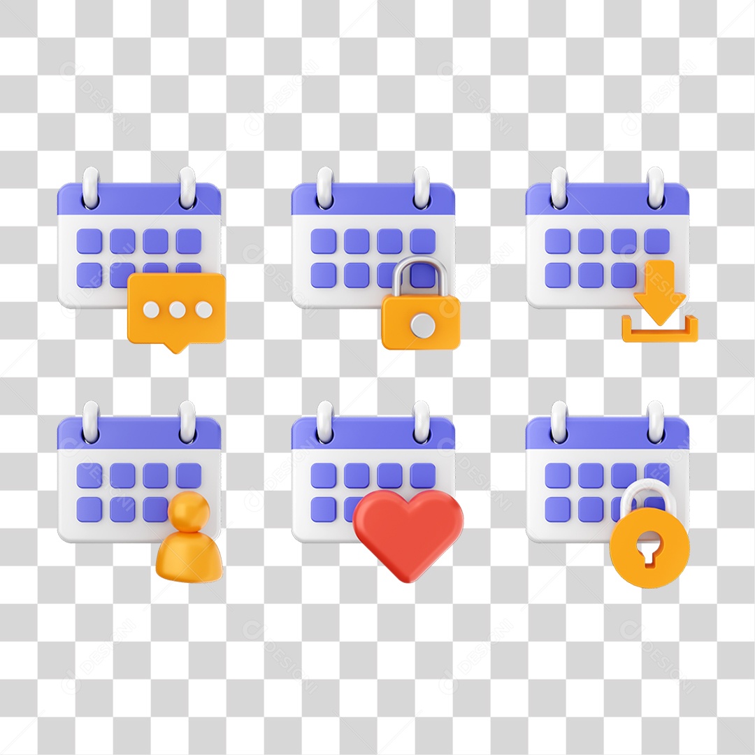 Ícone 3D Calendário Datas Símbolos PNG Transparente