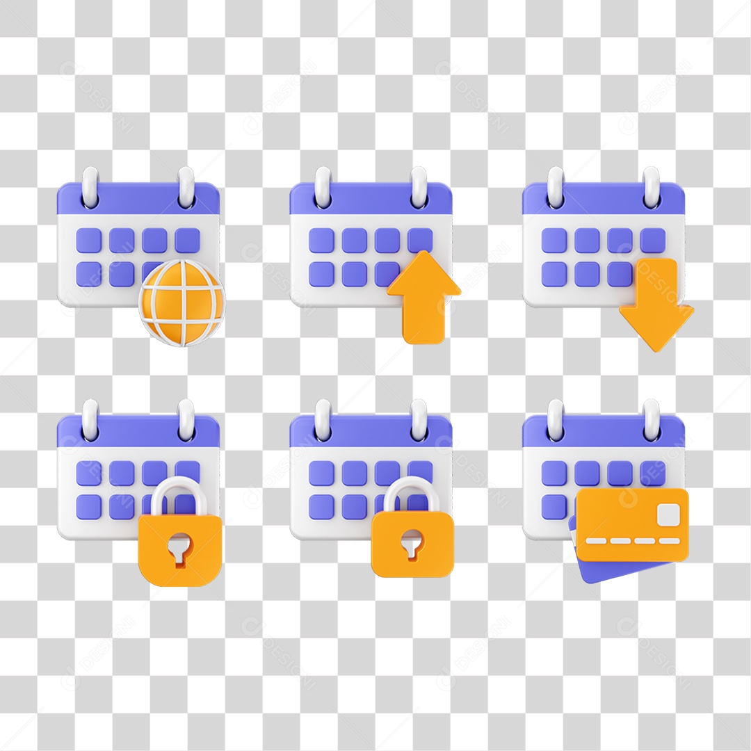 Ícone 3D Calendário Datas Símbolos PNG Transparente