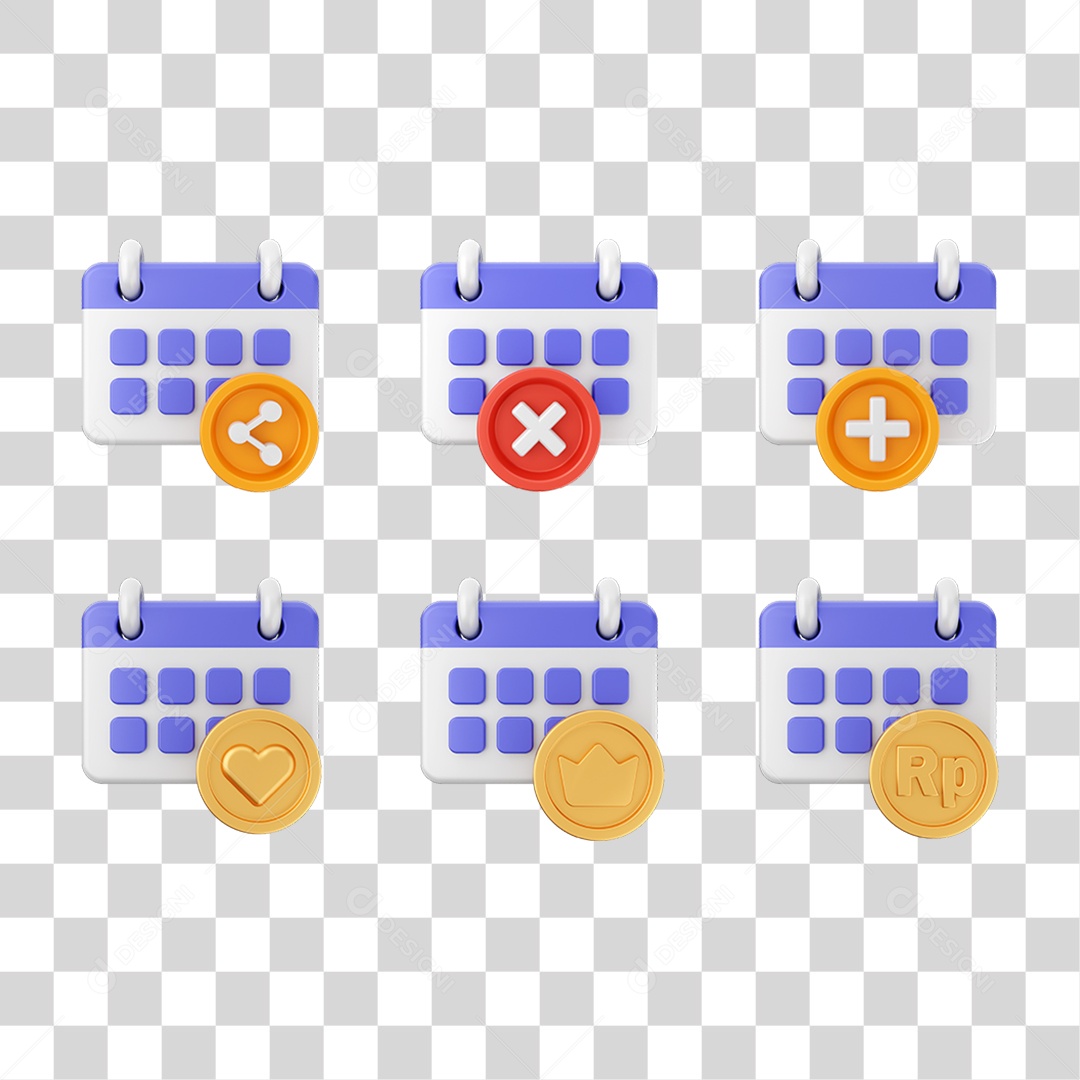 Ícone 3D Calendário Datas Símbolos PNG Transparente