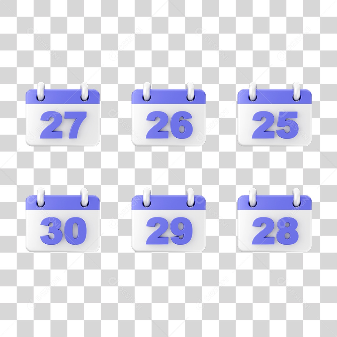 Ícone 3D Calendário Datas Símbolos PNG Transparente