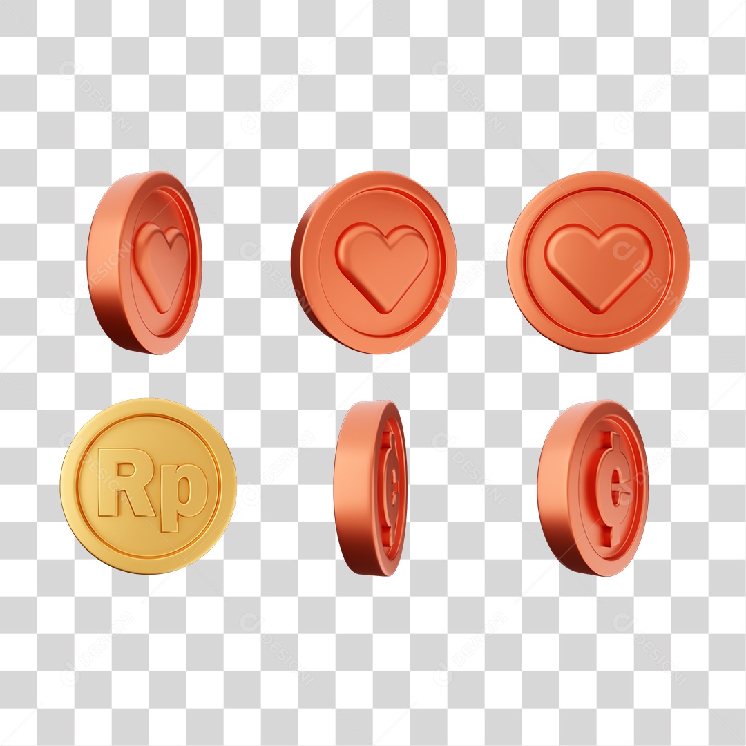 Elemento 3D Ícones Moedas Coin PNG Transparente