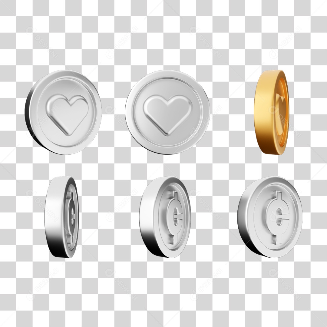 Elemento 3D Ícones Moedas Coin PNG Transparente