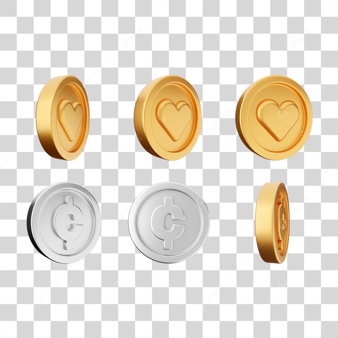 Elemento 3D Ícones Moedas Coin PNG Transparente