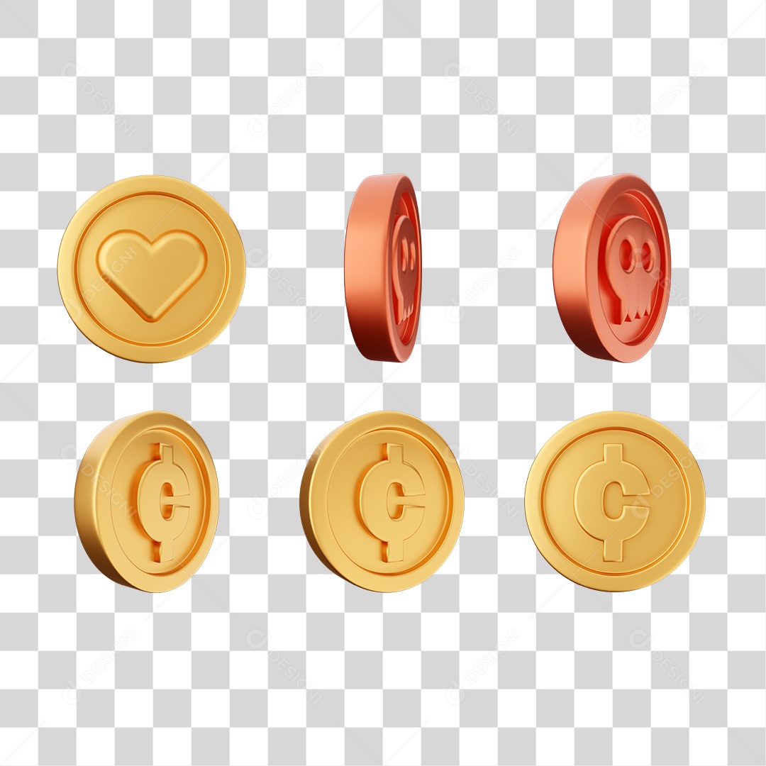Elemento 3D Ícones Moedas Coin PNG Transparente