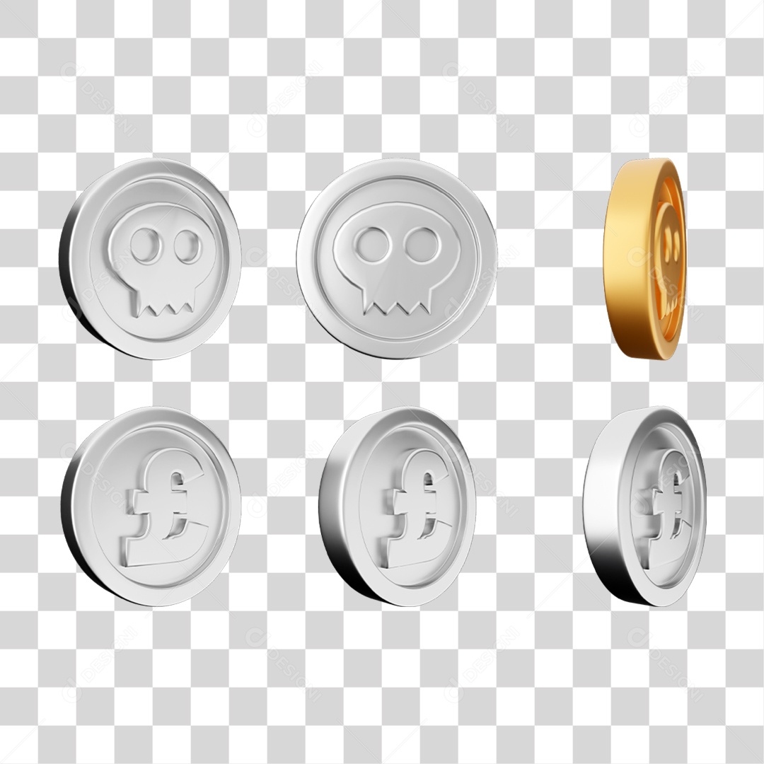 Elemento 3D Ícones Moedas Coin PNG Transparente