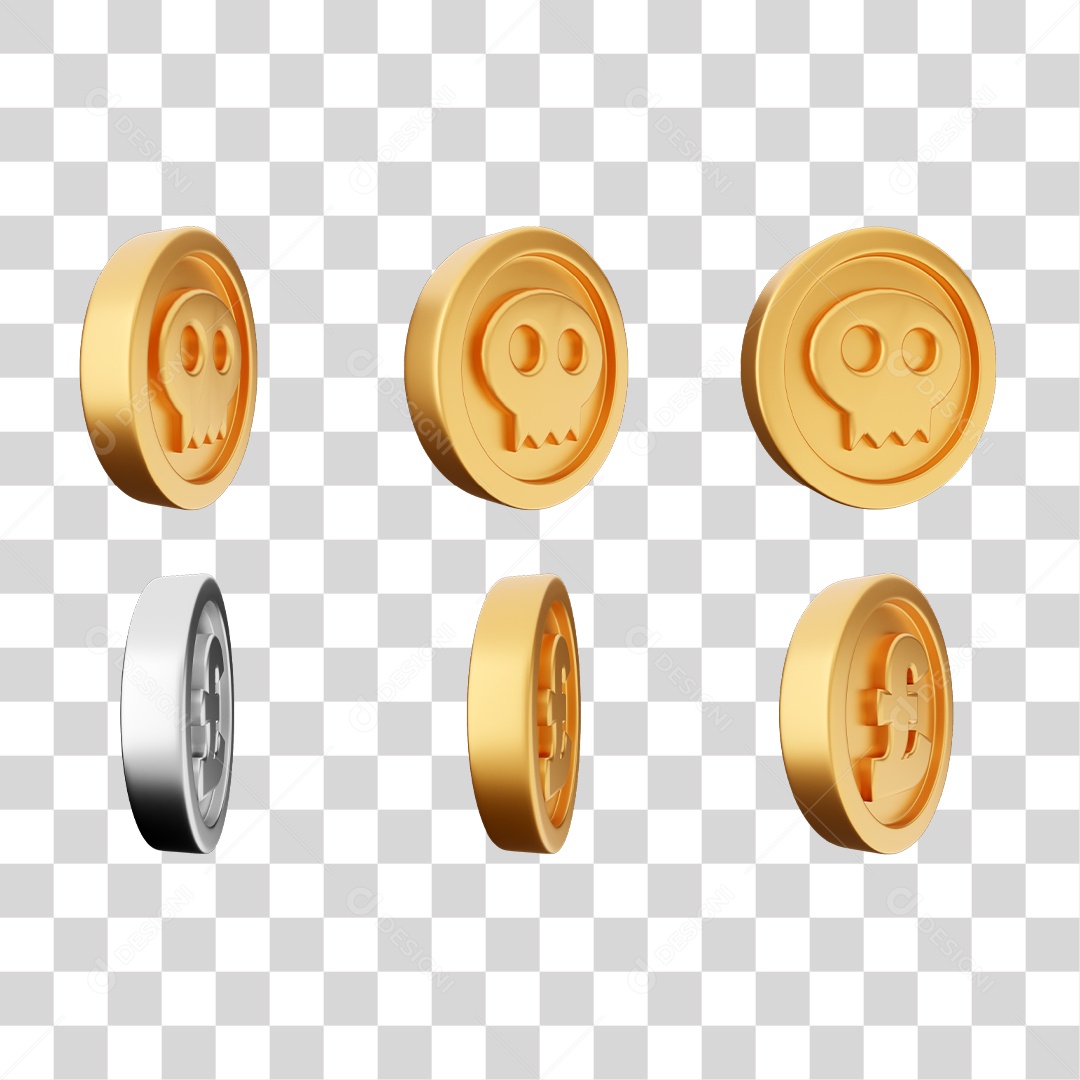 Elemento 3D Ícones Moedas Coin PNG Transparente