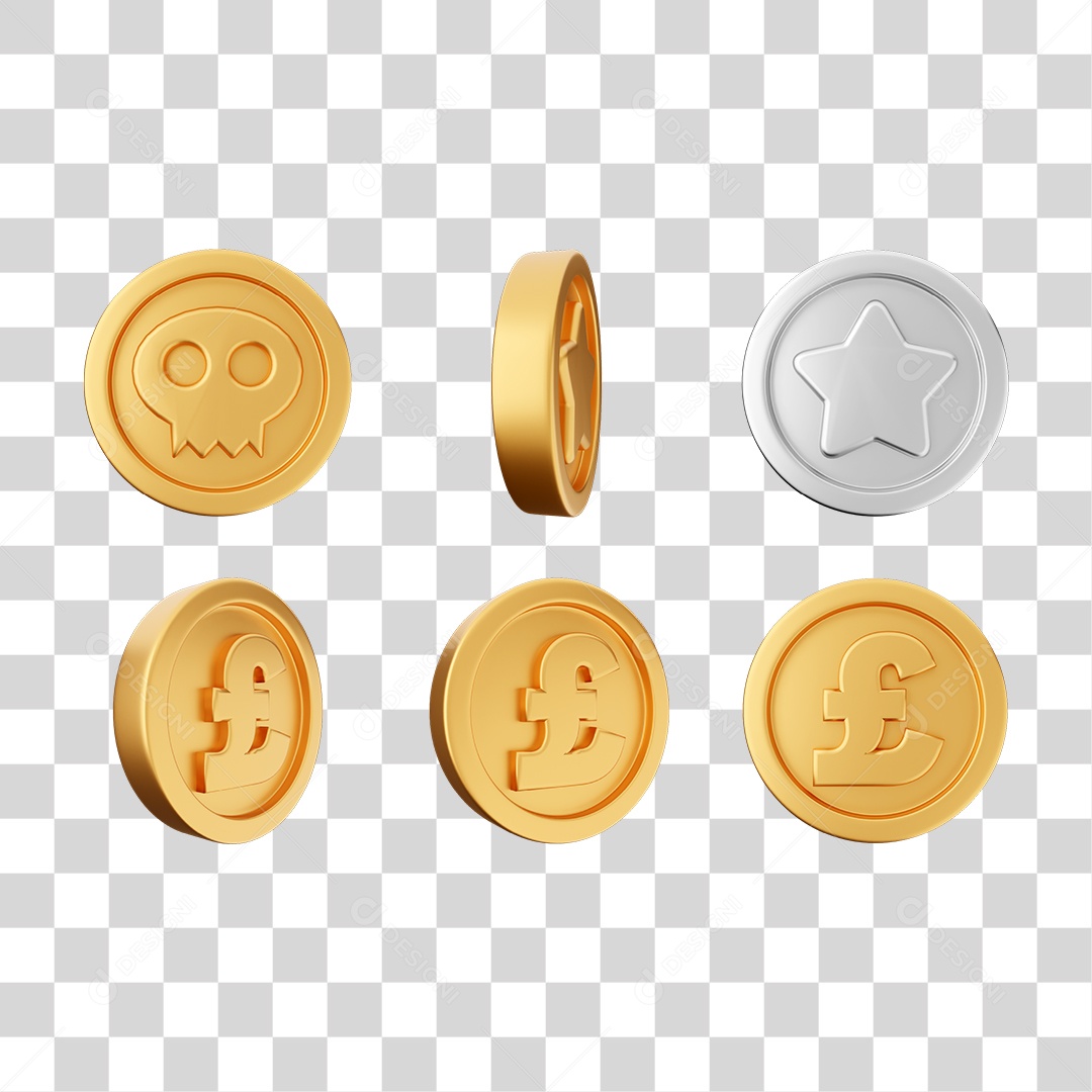Elemento 3D Ícones Moedas Coin PNG Transparente