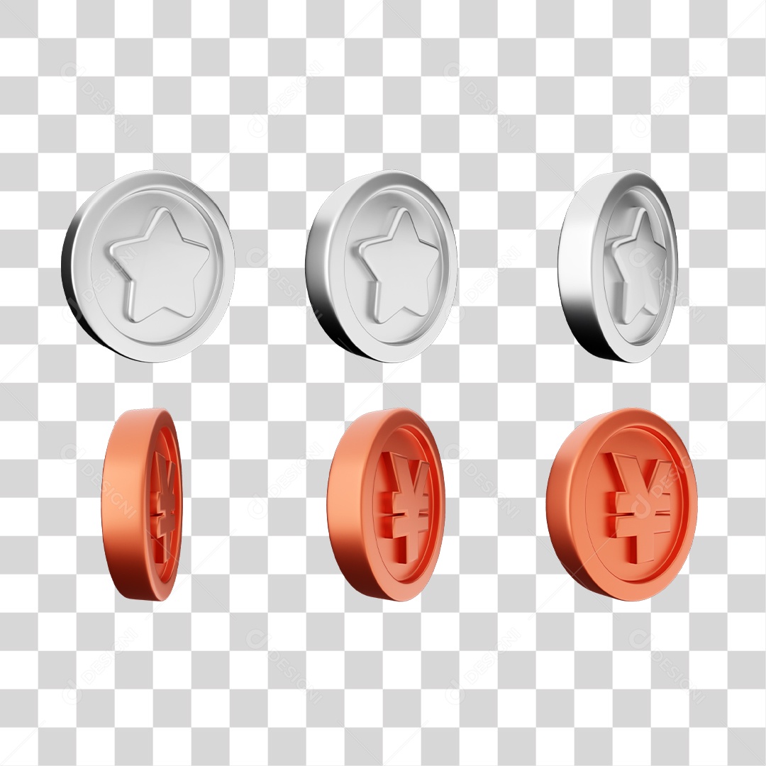 Elemento 3D Ícones Moedas Coin PNG Transparente