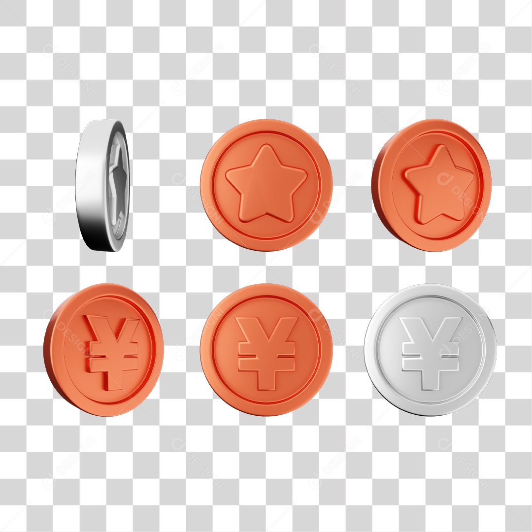 Elemento 3D Ícones Moedas Coin PNG Transparente