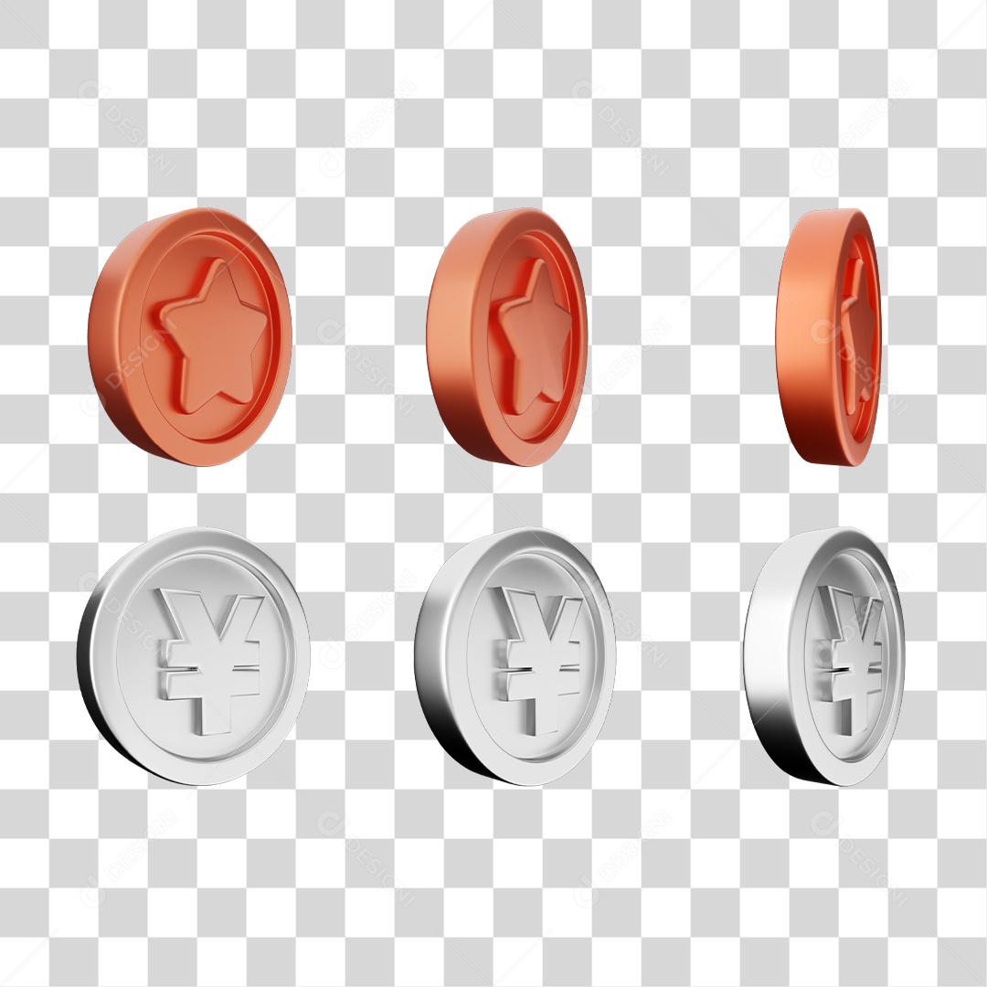 Elemento 3D Ícones Moedas Coin PNG Transparente