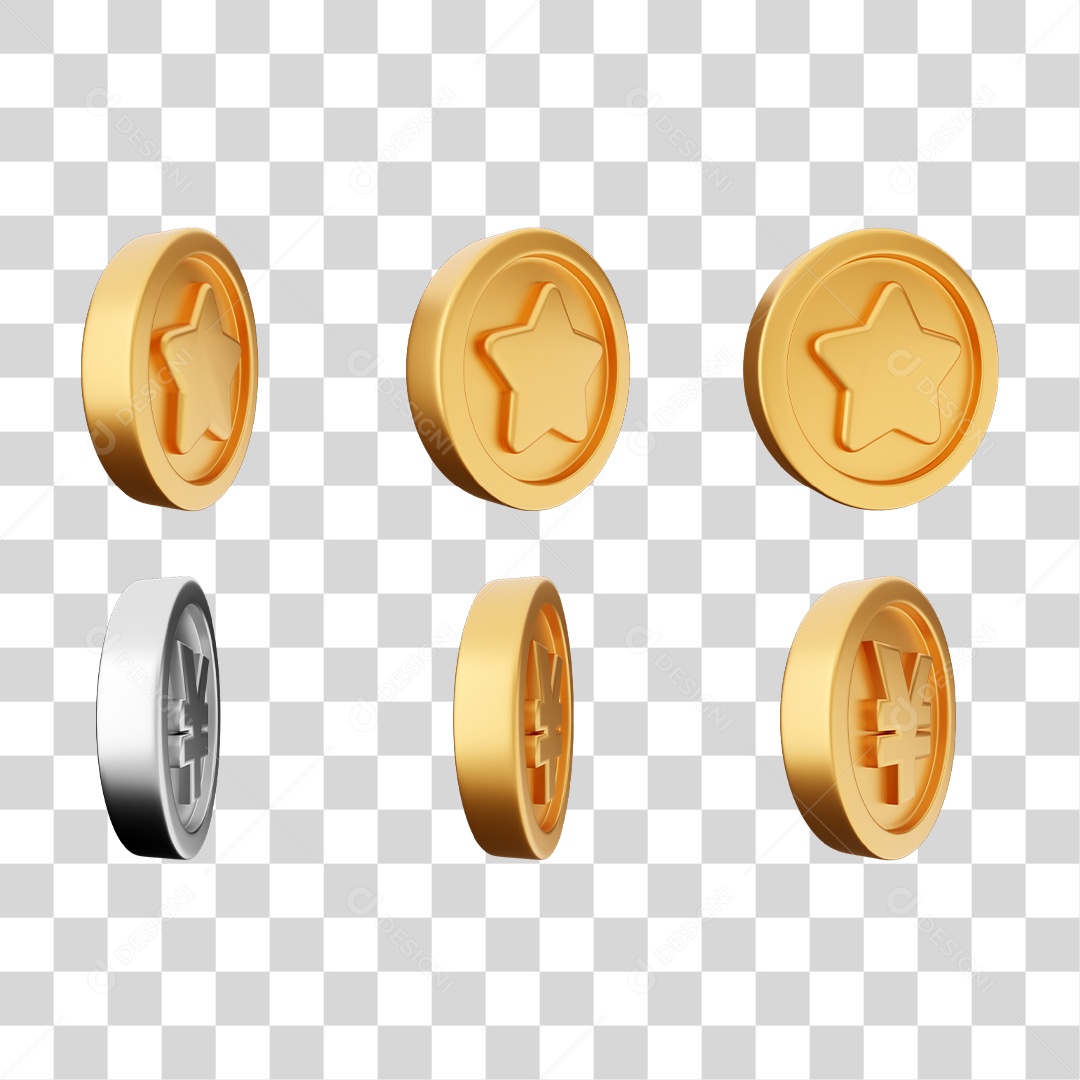Elemento 3D Ícones Moedas Coin PNG Transparente