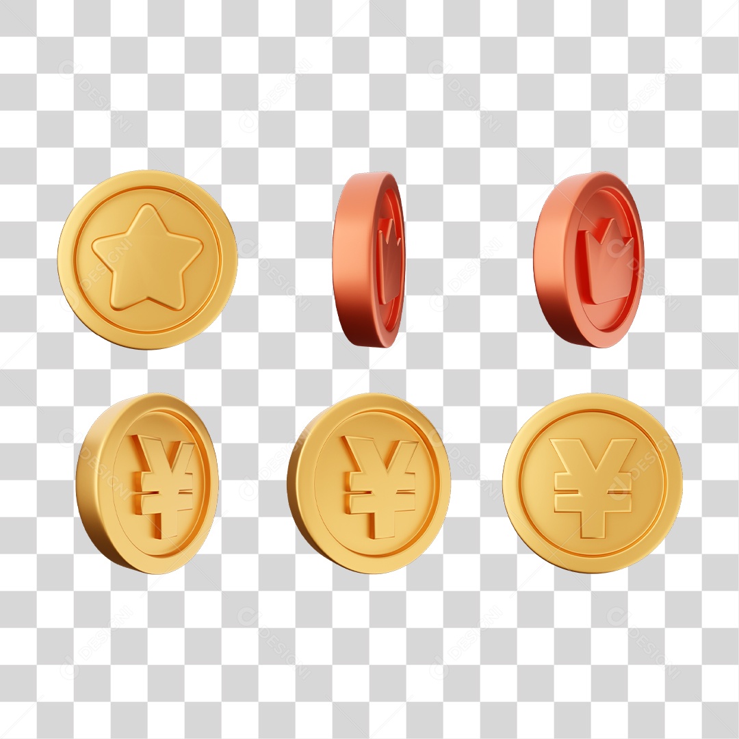 Elemento 3D Ícones Moedas Coin PNG Transparente