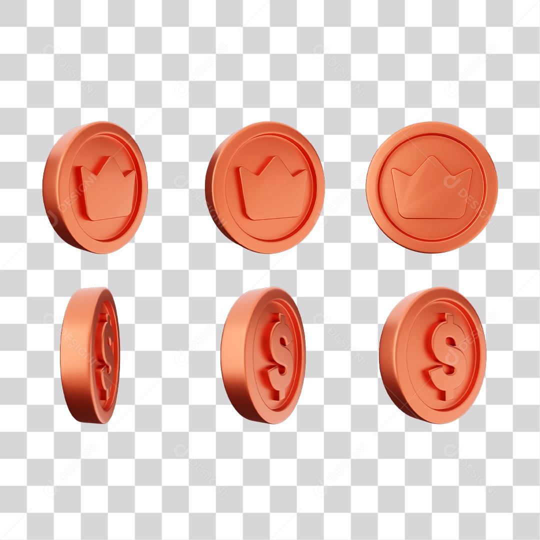 Elemento 3D Ícones Moedas Coin PNG Transparente