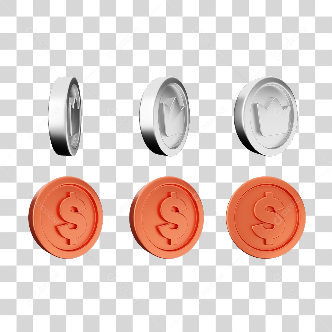 Elemento 3D Ícones Moedas Coin PNG Transparente