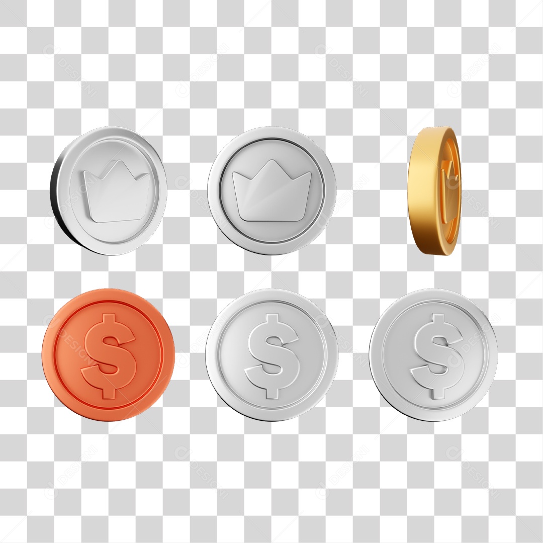 Elemento 3D Ícones Moedas Coin PNG Transparente