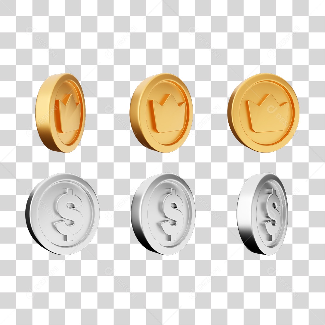 Elemento 3D Ícones Moedas Coin PNG Transparente