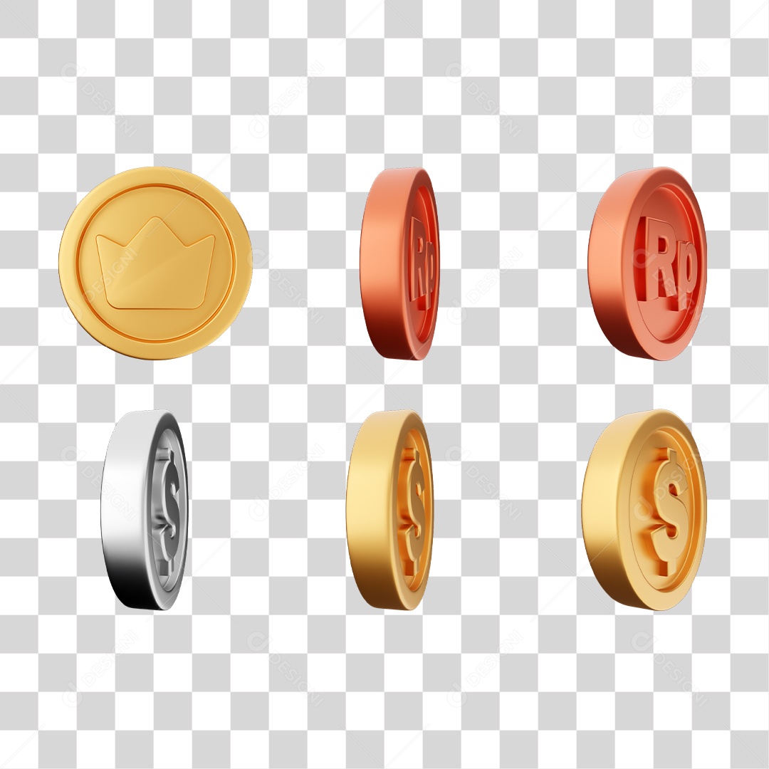Elemento 3D Ícones Moedas Coin PNG Transparente