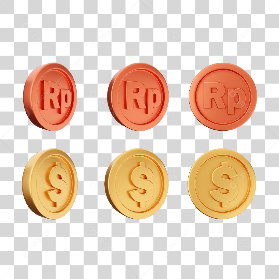 Elemento 3D Ícones Moedas Coin PNG Transparente