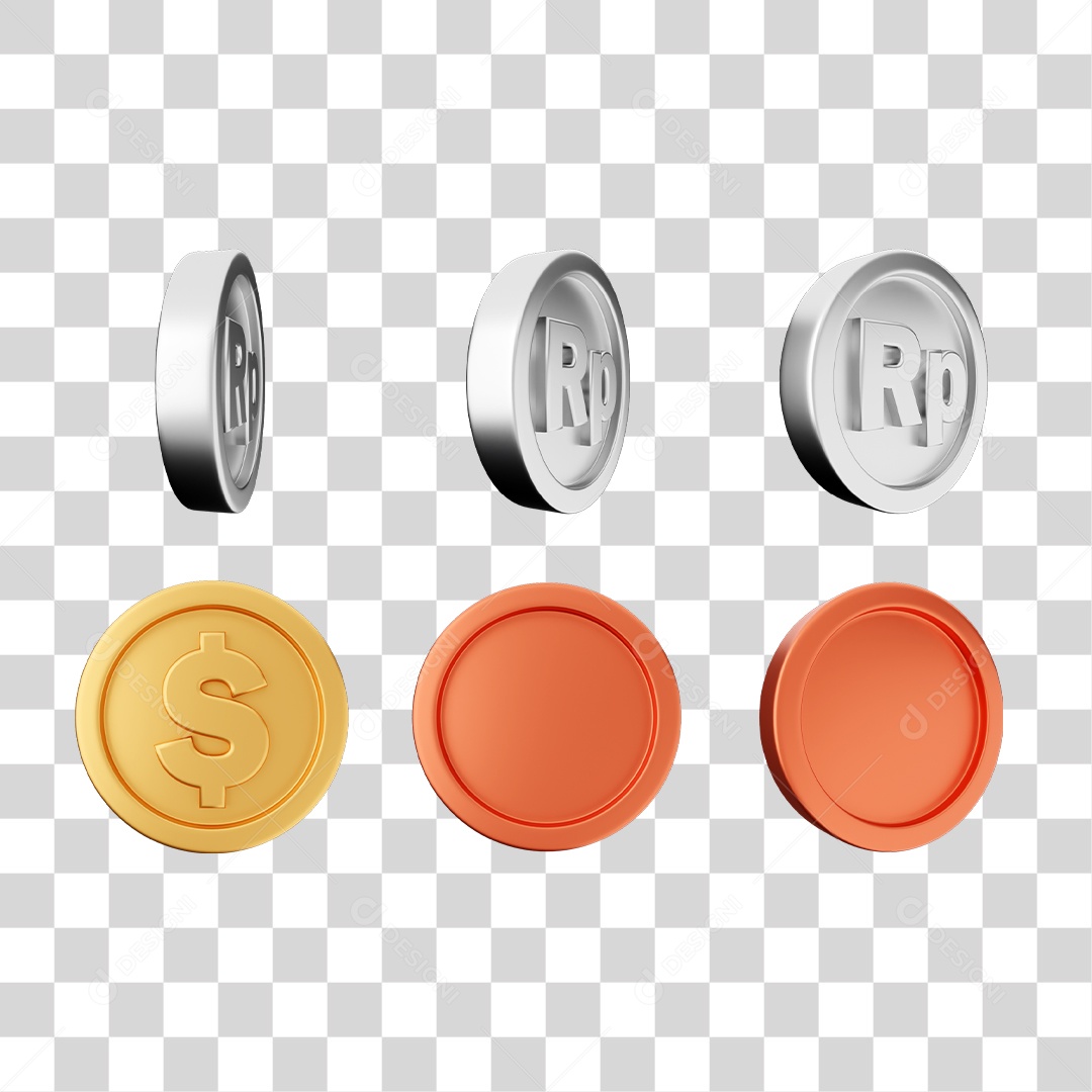 Elemento 3D Ícones Moedas Coin PNG Transparente