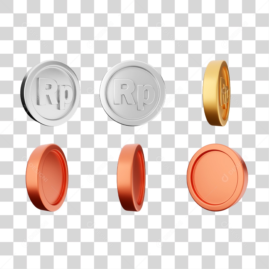 Elemento 3D Ícones Moedas Coin PNG Transparente