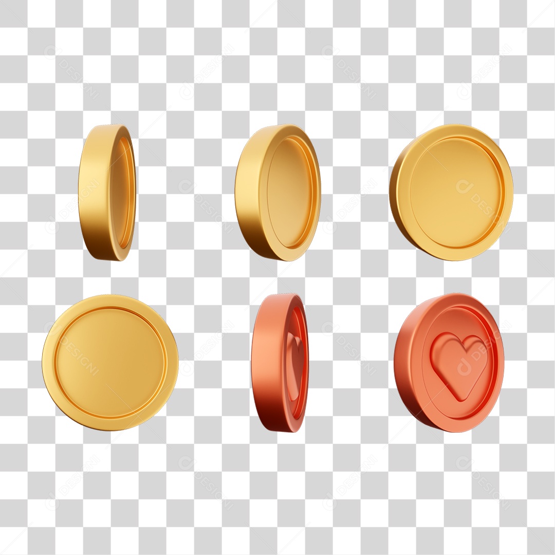 Elemento 3D Ícones Moedas Coin PNG Transparente