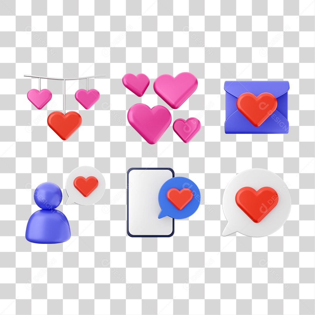 Ícones Elementos de Dia dos Namorados PNG Transparente