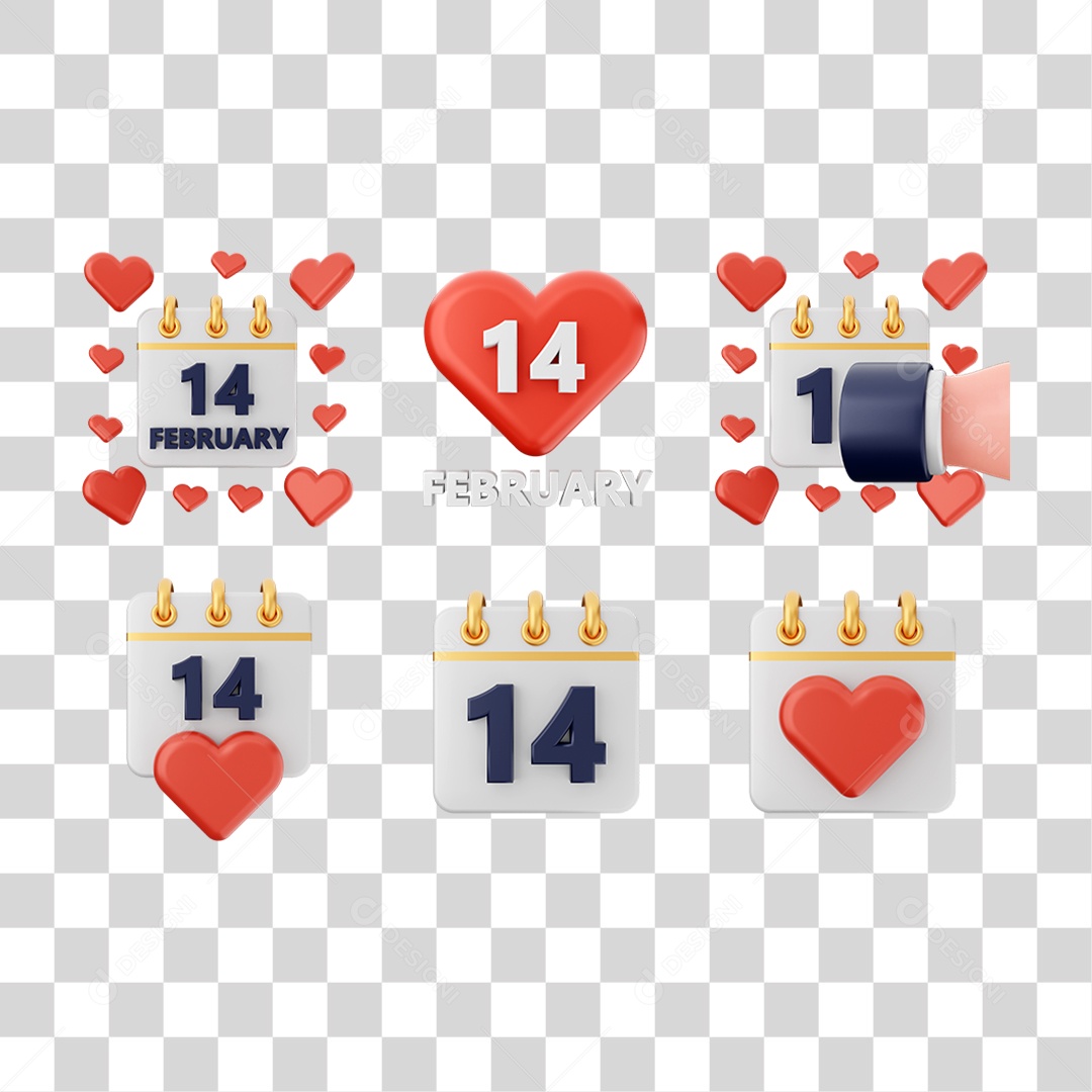 Ícones Elementos de Dia dos Namorados PNG Transparente