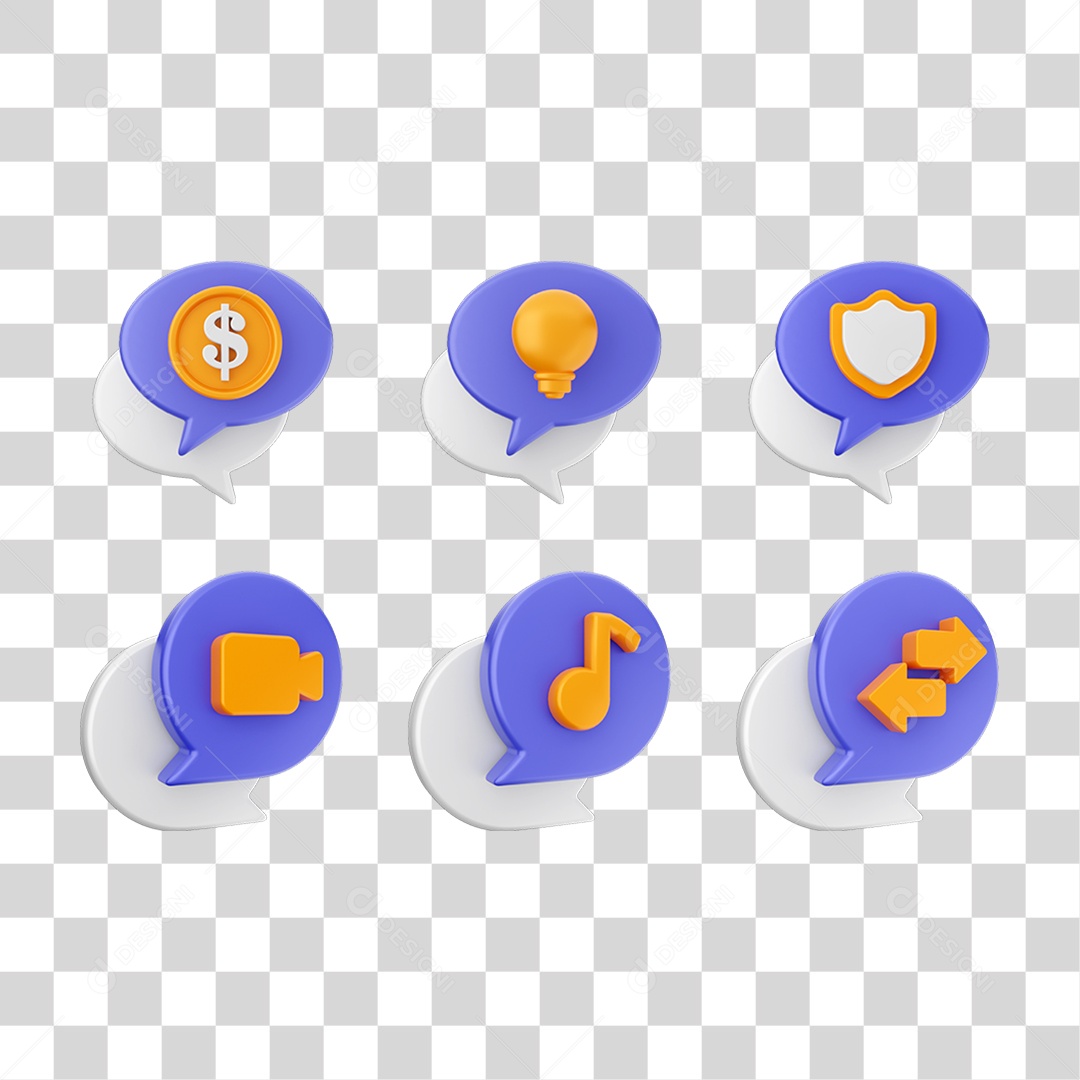 Conjunto de Ícones Caixa de Texto PNG Transparente